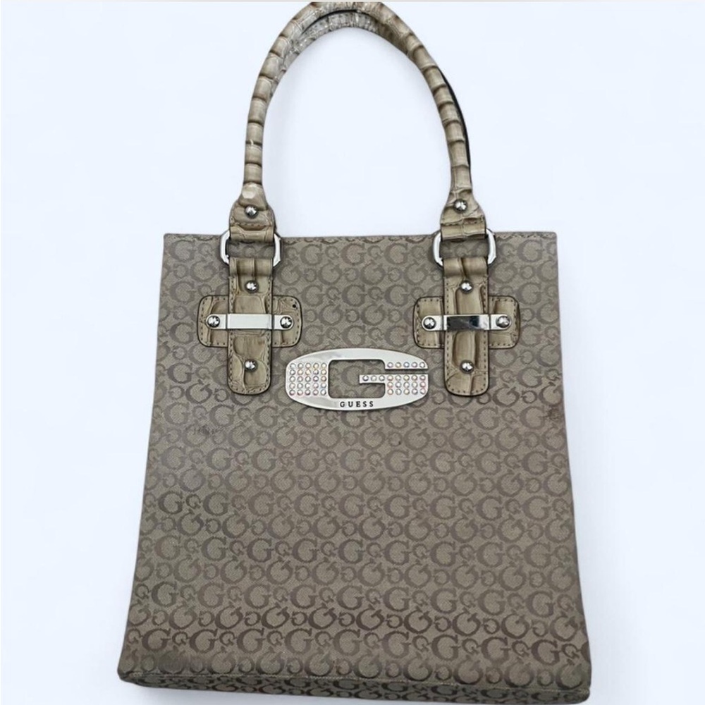 Guess Tan Monogram Tote Bag
